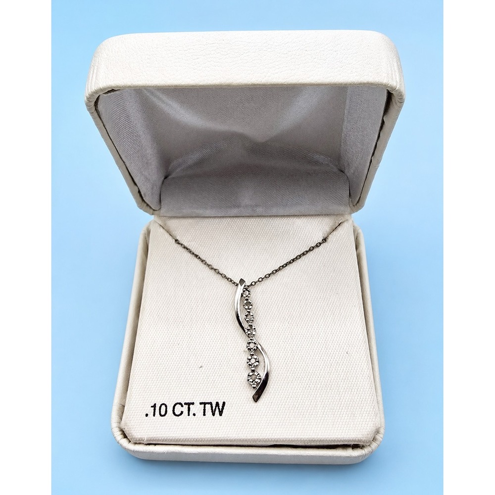 ATI 925 Sterling Silver .10 CT TW Diamond Wave Pendant Necklace Kohl's -3419